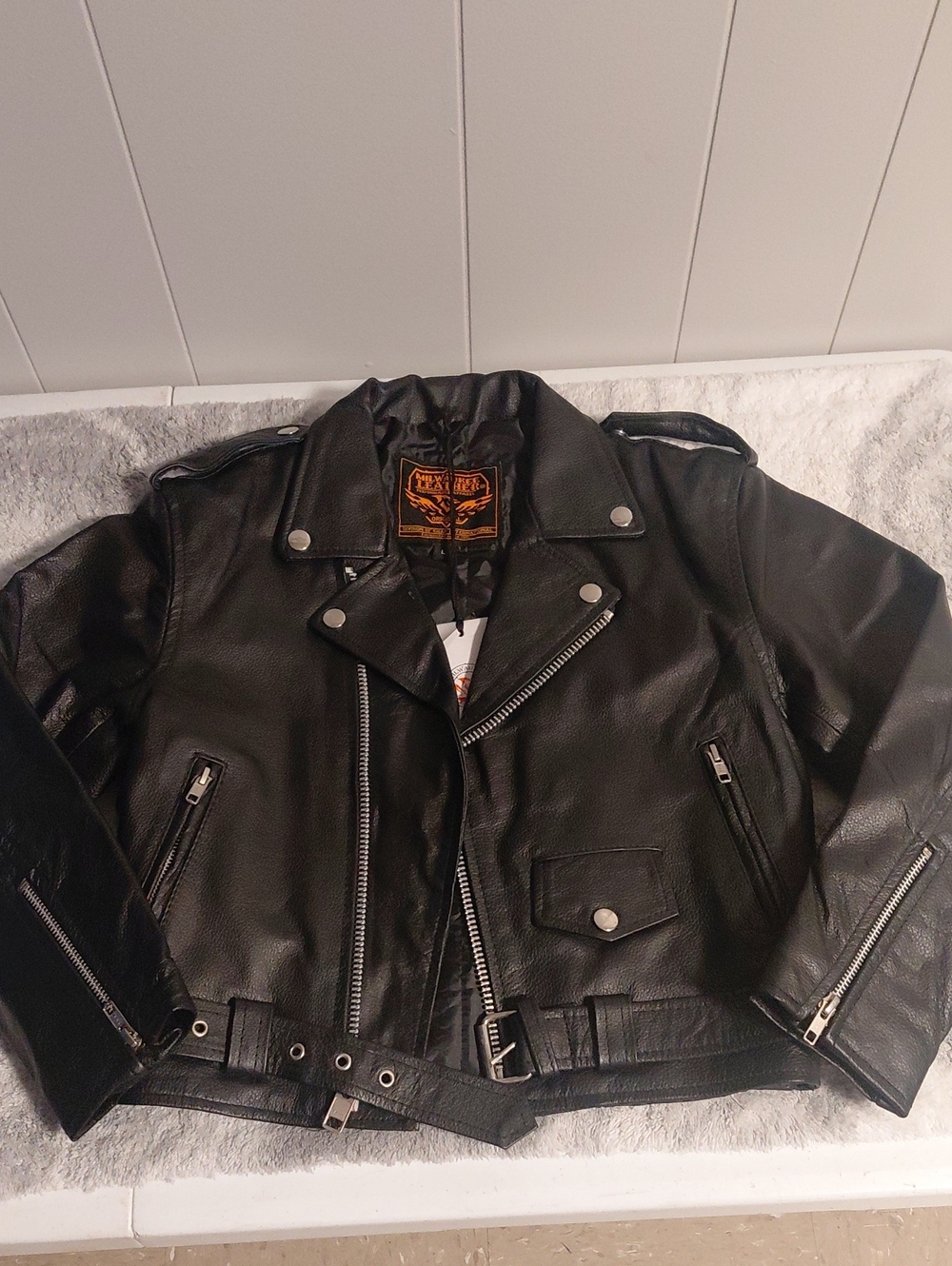 Boys Black Leather Biker Jacket